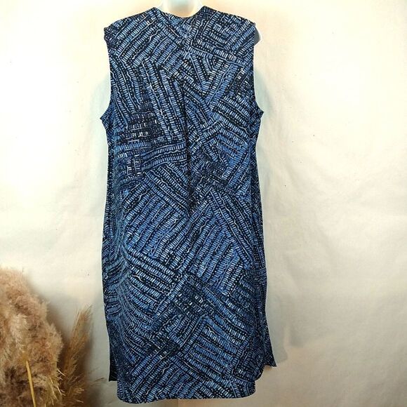 ZOZO boho Blue tribal Print  Sleeveless Midi tunic dress Sz L - Picture 8 of 11
